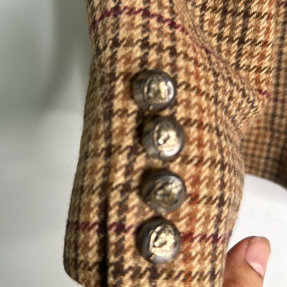Lauren Ralph Lauren lamb wool houndstooth plaid zip up riding jacket si… - Picture 6 of 10